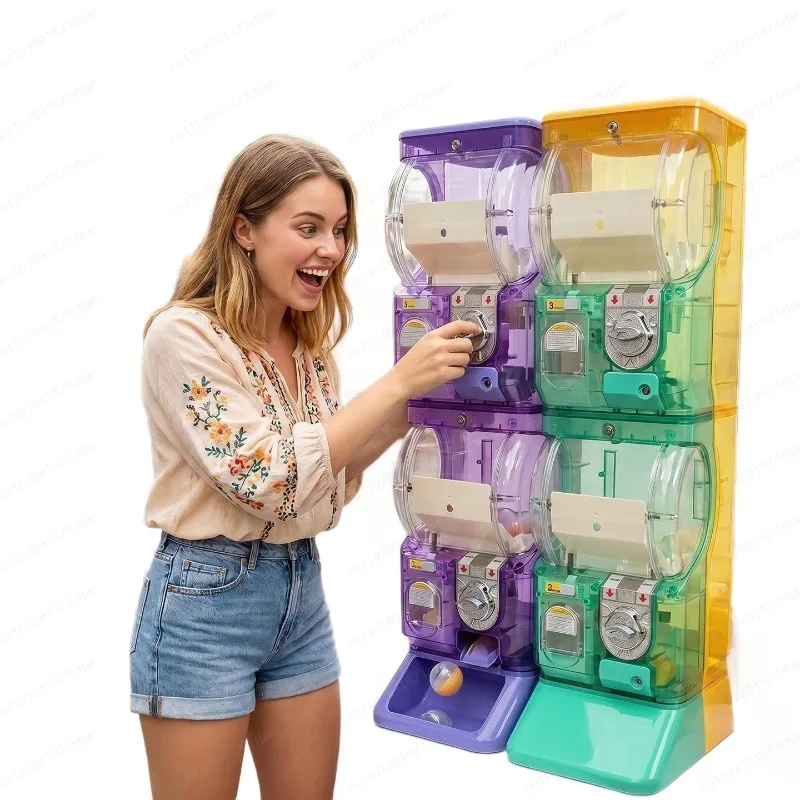 Arcade Vending & Laundry - Mesin Gashapon Dua Tingkat Putih Transparan,